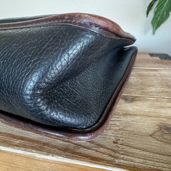 Vintage Brighton Black Brown Croc Embossed Structured Double Strap Shoulder Bag - Picture 11 of 16